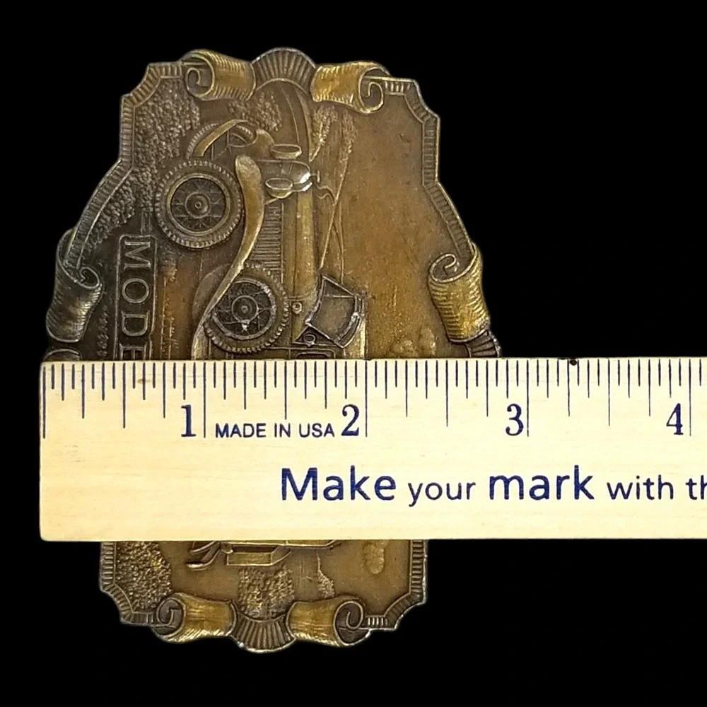 Bergamot‎ Brass Works Belt Buckle Ford Model A 1970s Vintage Car Brass Plated